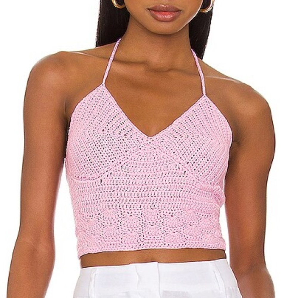 NWT More to Come Elise Pink Knit Halter Top